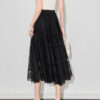 Lace embroidered mesh skirt