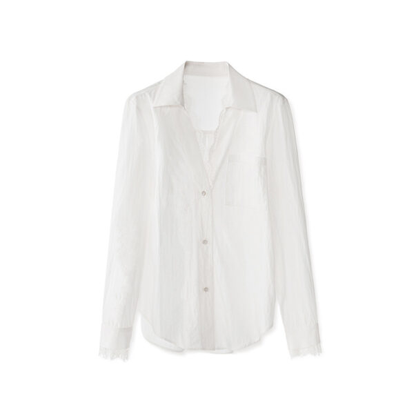 White Lace Lapel Top