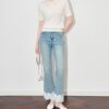 Beaded Lapel Short Sleeve Knit Top