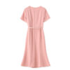Commuting slimming diamond-encrusted round neck short-sleeved fishtail dress