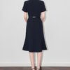 Commuting slimming diamond-encrusted round neck short-sleeved fishtail dress