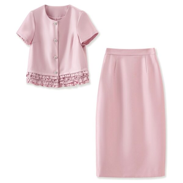 Lace-Panel Top and Stylish Skirt Set