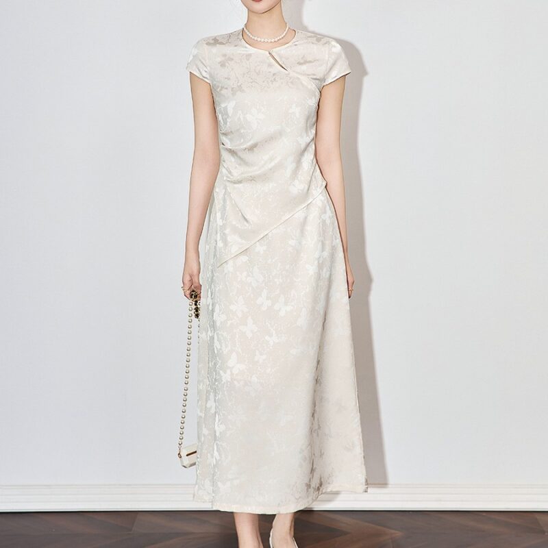 Elegant high-end embossed jacquard top and skirt two-piece set