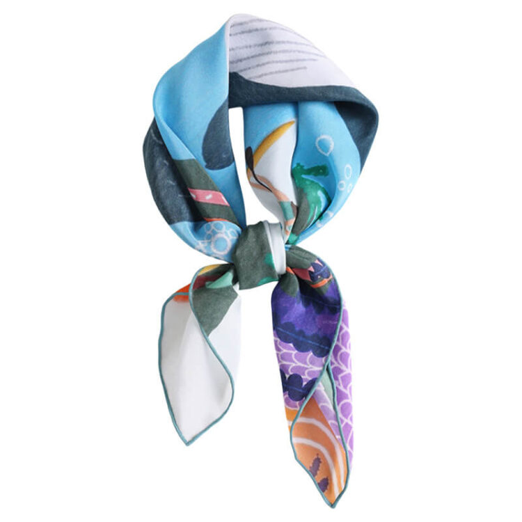 12 Momme Silk Ocean Pattern Scarf