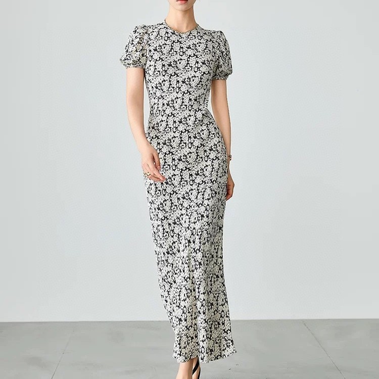 French style fashion slim and versatile short-sleeved dress