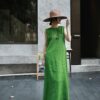 Minimalist loose back slit linen dress