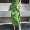 Minimalist loose back slit linen dress