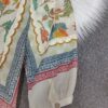 Fresh style round neck loose printed mid-length ramie embroidered shirt