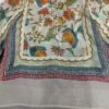 Fresh style round neck loose printed mid-length ramie embroidered shirt