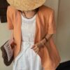 Gentle warm orange gradient simple and fashionable short-sleeved short coat