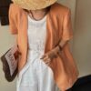 Gentle warm orange gradient simple and fashionable short-sleeved short coat