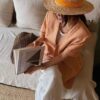 Gentle warm orange gradient simple and fashionable short-sleeved short coat