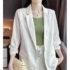 Elegant jacquard gathered loose suit