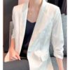 Elegant jacquard gathered loose suit