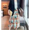 Elegant jacquard gathered loose suit