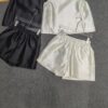 Minimalist sleeveless vest high waist casual shorts two-piece set (containing 30% silk)