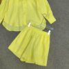 French loose versatile shirt elastic waist casual shorts set