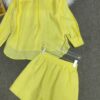French loose versatile shirt elastic waist casual shorts set
