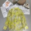 Linen sunscreen tie-dye pattern shirt elastic waist casual shorts set (with belt)