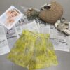 Linen sunscreen tie-dye pattern shirt elastic waist casual shorts set (with belt)