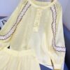 Lace stitching loose round neck blouse casual shorts set