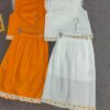 Linen Beaded Lace Hem Vest Elastic Waist Skirt Set