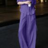 Minimalist short-sleeved shirt and simple drawstring design casual pants set
