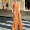 Breathable and comfortable vest and high waist pleated skirt set (with belt)