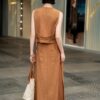 Breathable and comfortable vest and high waist pleated skirt set (with belt)