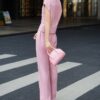 Hidden-fly shirt and straight-leg loose casual pants set (with belt)