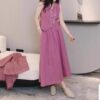 Minimalist high-end V-neck vest and elastic waist A-line skirt set