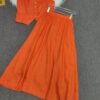 Minimalist high-end V-neck vest and elastic waist A-line skirt set
