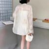 Butterfly and floral embroidery slim sun protection shirt and fashionable casual shorts set