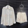 Butterfly and floral embroidery slim sun protection shirt and fashionable casual shorts set