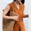 Beaded vest and wide-leg casual pants two-piece set