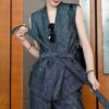 High-end vest and high-waist wide-leg casual pants set (with belt)