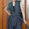 High-end vest and high-waist wide-leg casual pants set (with belt)