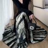 Printed graffiti high-waisted slimming drape pleated skirt (30% silk)