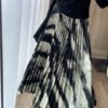 Printed graffiti high-waisted slimming drape pleated skirt (30% silk)