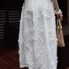 3D flower white skirt