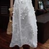 3D flower white skirt