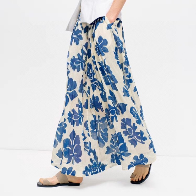 Ramie printed skirt