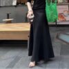 Linen irregular cut hip-hugging slim fishtail skirt