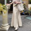 Linen irregular cut hip-hugging slim fishtail skirt