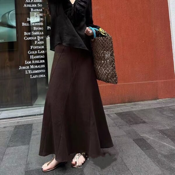 Linen irregular cut hip-hugging slim fishtail skirt