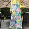 Retro high-waist oil painting printed A-line skirt