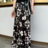 Retro high-waist oil painting printed A-line skirt