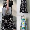 Retro high-waist oil painting printed A-line skirt
