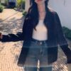 Hollow lace backless Tencel sunscreen long-sleeved shirt