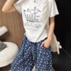 Elephant embroidered slim short sleeve T-shirt
